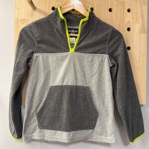 Boy’s OshKosh Gray and Neon Yellow Quarter-Zip Pullover